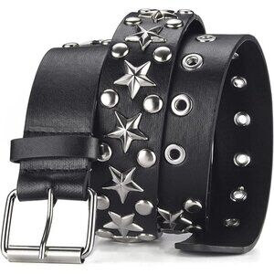 Studded Belts Women Stud Punk Rock Woman Girls Black  Waist Belt for Cosplay